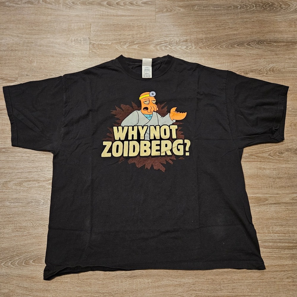 Vintage Futurama Why Not Zoidberg? Graphic T-Shirt Black Adult 2XL Matt Groening